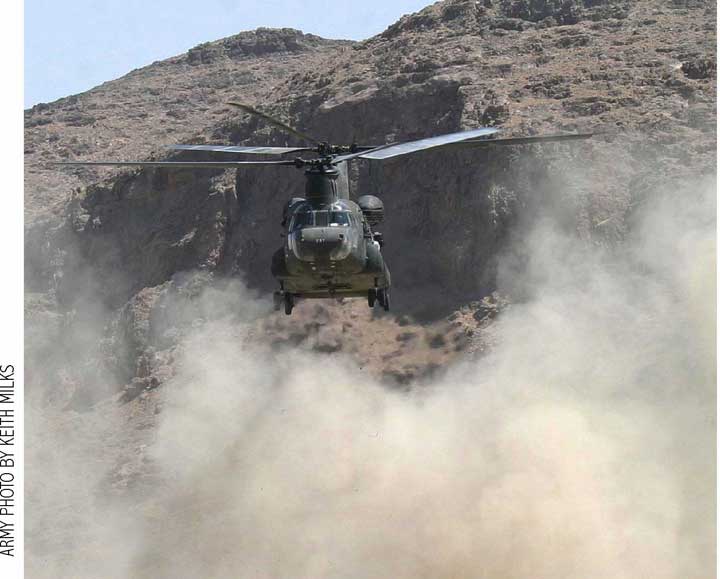 Picture of a Helicopter in Brown-out condition